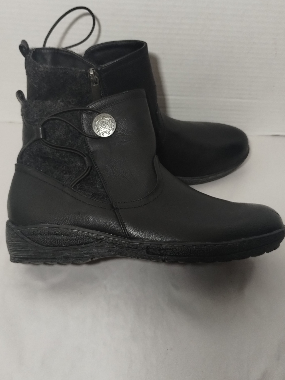 Women's Black Faux Leather Ankle Boots By Cloud Walker